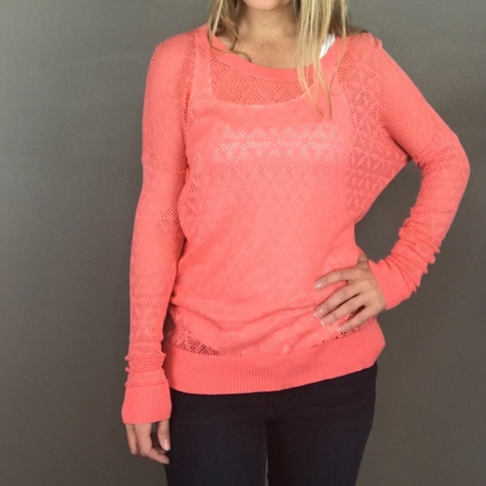Madewell Studio Sweater Diamond Stitch Coral sz Small Pullover